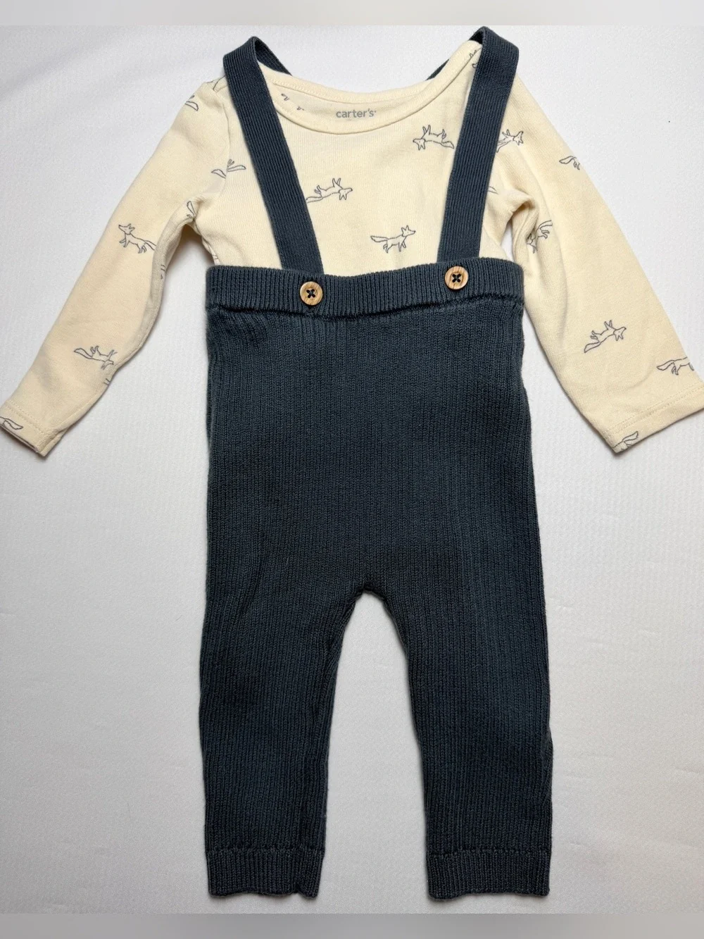 Carter’s Buffalo Plaid Winter Long-Sleeve Body Suit Suspenders set
